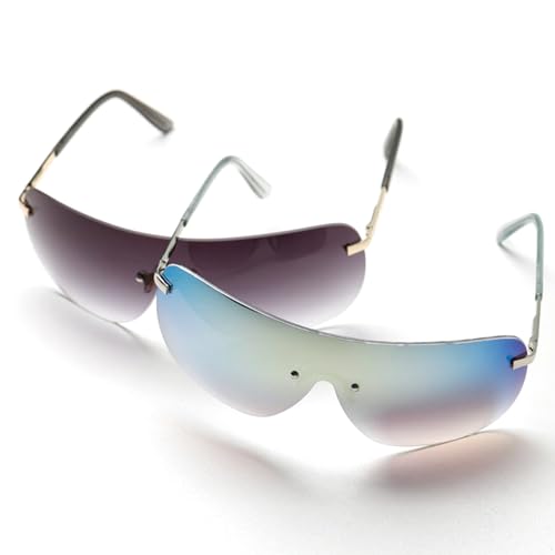 Futuristic Rimless Y2K Sunglasses for Women Men Fashion Wrap Around Frame Trendy Shield Frameless Square Sunglasses3