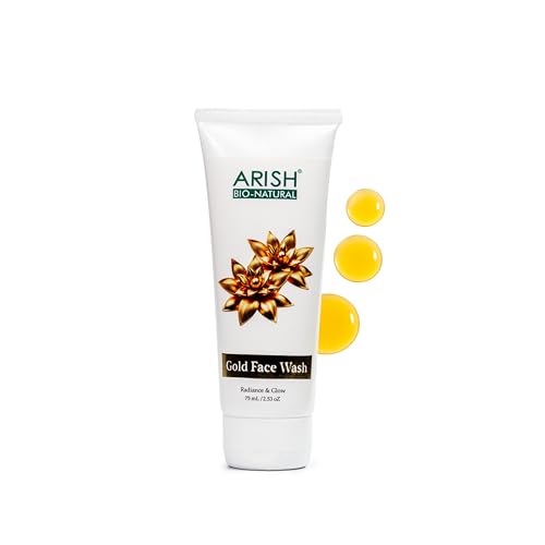 Image of ARISH BIO-NATURAL Gold Face Wash- 75 ml | Sandalwood, Honey & 24K Gold Dust | Luxury Glow & Skin Brightening Daily Cleanser | Anti-Aging Formula for All Skin Types | Ideal for Women & Men