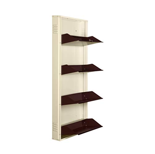 Image of Delite Kom 20 Inch Wide, 4 Shelf Metal Shoe Rack Wall Mounted for Home with Central Lock | Holds Upto 10 Shoes or 16 Slippers Pair 1 Year Warranty | (54 x 20 x 5 Inch, Ivory Coffee) DIY | Space Saving