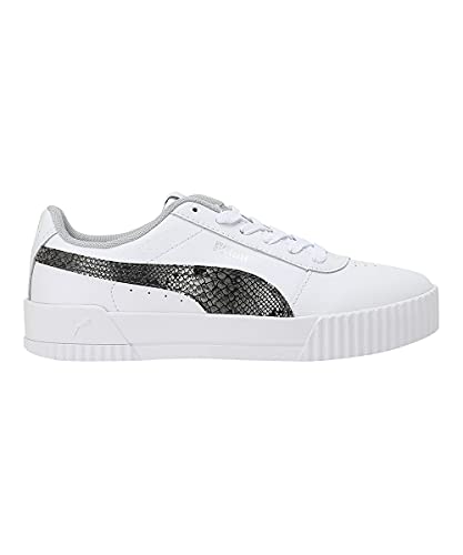 Image of Puma Women's Carina L Snake FS White-Gray Violet-Silver Leather Sneaker-3 UK (38238402)
