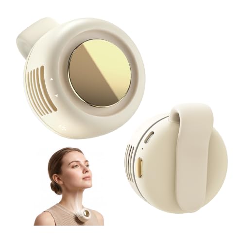 Image of Portable Silent Mini Bladeless Fan Clip On, 3 Speeds & Queit, Hands Free Shirt and Waist Clips Whirlwind Fans, USB Rechargeable, Suitable for Outdoor & Travel & Office (cream white)