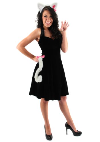 elope Cute White Kitty Ears & Tail Accessory Costume Set - Poseable Tail and Faux Fur Ears, One Size Fits Most