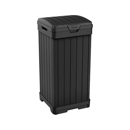 Keter Baltimore 38 Gallon Trash Can with Lid and Drip Tray for Easy Cleaning - Perfect for Patios, Kitchens, and Outdoor Entertaining