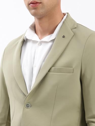 Image of SHOWOFFFF Men Solid Single Breasted Casual Blazer | Notched Lapel Full Sleeves Cotton Blazer for Mens | Slim Fit Regular Length Blazer for Men's