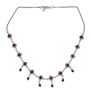 NOVICA Handmade Garnet Waterfall Necklace .925 Sterling Silver Jewelry from India Red Aurora Marsala Birthstone ‘Queen of Diamonds’