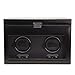 WOLF 270402 Heritage Double Watch Winder with Cover and Storage, Black