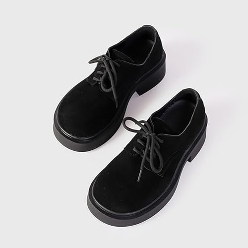 Leather Women's New Lace-up Big Head Retro Cow Suede Platform Shoes Split Leather Casual Shoes Women Footwear3