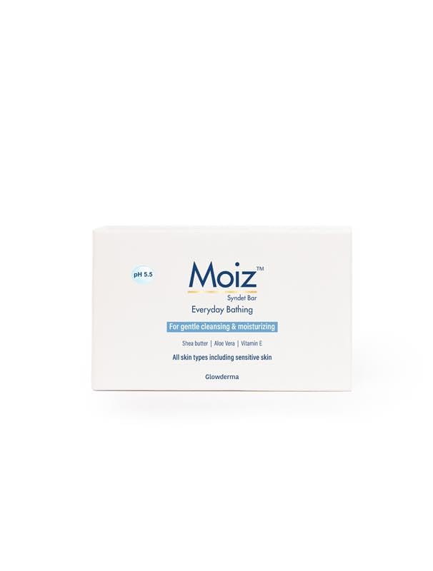 Moiz Syndet Bathing Bar | pH 5.5 | With Shea Butter, Aloe Vera & Vitamin E | Paraben & Cruelty-Free - 75gm