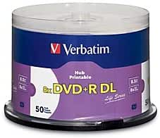 Amazon.com: Verbatim Inkjet Hub Printable DVD+R DL Spindle, White, Pack ...