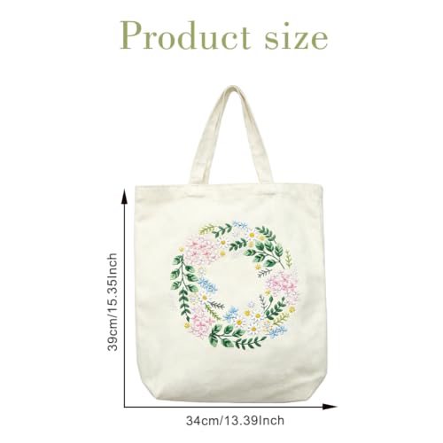 Image of KABAKE Canvas Tote Bag Embroidery Kit, Embroidery Kits for Beginners, Arts and DIY Crafts Embroidery Starter kit, Include Stamped Embroidery Bag, Threads, Embroidery Tools (Beige Bag with Dragonfly)