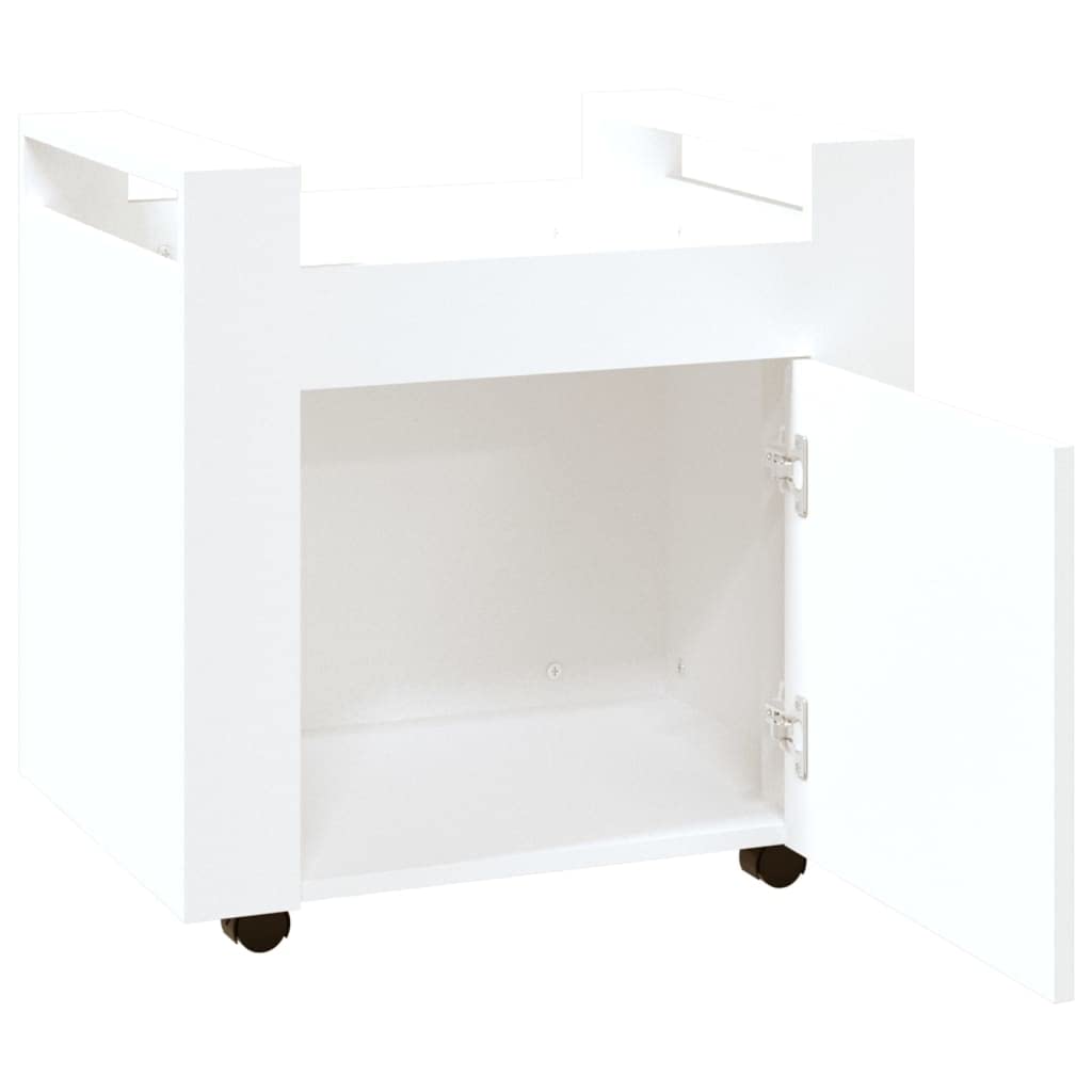 INLIFE Carro de oficina blanco, 60 x 45 x 60 cm, material de madera, blanco, 19,4 kg