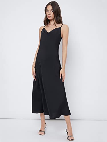 Image of Floerns Women's Spaghetti Strap Cowl Neck Long Slip Satin Silk Midi Dress
