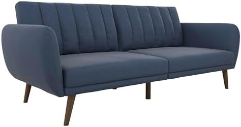 Novogratz Brittany Sofa Futon, Premium Linen Upholstery and Woode...