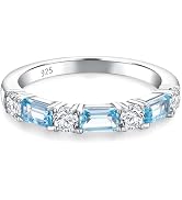 RANDES 925 Sterling Silver Moissanite Half Eternity Bands for All Sizes Sapphire/Emerald/Ruby/Diamond Cz Sizes 6-10