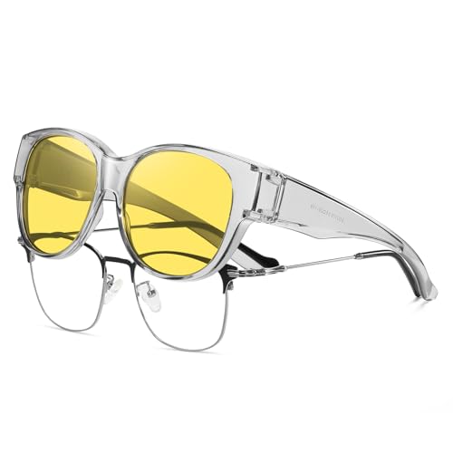 Image of HAOLOTA Night Vision Glasses for Driving Anti Glare, Polarized Nighttime Safety Glasses for Women Men UV400 Protection