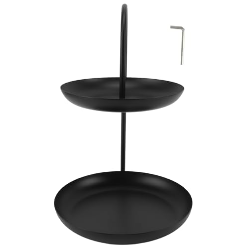 GLOGLOW Soporte de postre, bandeja de hierro duradera, organizador de torre para cosméticos, decoración del hogar, solución de almacenamiento de aperitivos de doble nivel (hierro 2)