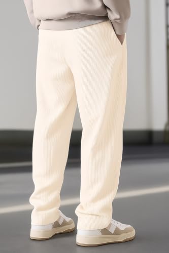 Image of Preneum Men Mid Rise Poly Cotton Loose Fit Trouser|Korean Style Travel & Lounge Wear with Pockets (Available in Plus Size)