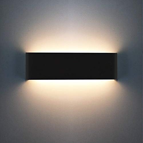 XIAJIA-12W LED Wall Light,Indoor Lamp,Long28.5CM, Black/Warm White [Clase de eficiencia energética A++]