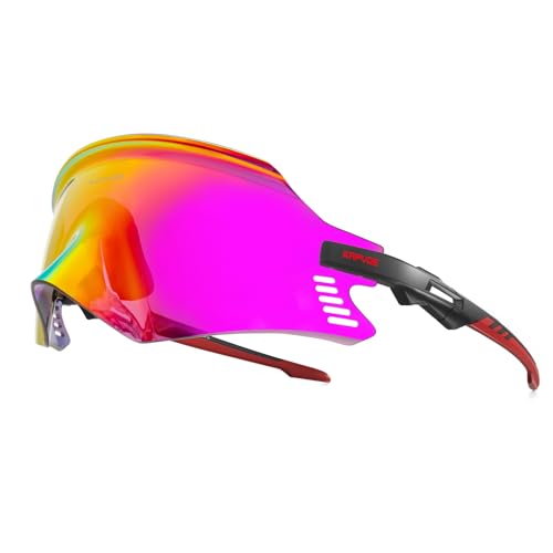 KAPVOE Gafas de Ciclismo Gafas de Sol Deportivas Para Bicis Motocicleta BMX Hombres Mujeres Rojo Negro 08