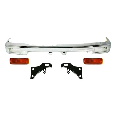 GFDKGKJ Front Bumper Chrome Steel + Brackets + Lights 2WD 5210135070 TO1002102 5201235060 5201135060 8151089134 TO1067107 TO2521107 TO1066107 9613711, adapt to your car