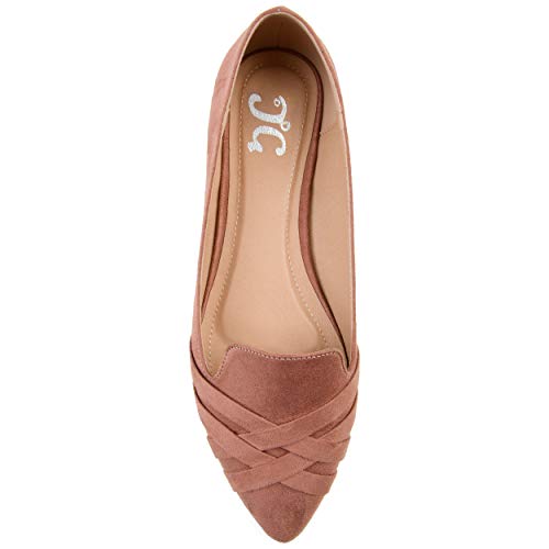 Brinley Co. Womens Pointed Toe Flat Blush, 12 Regular US3