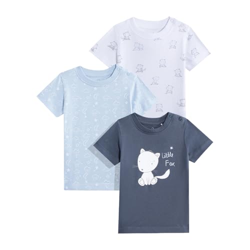 Image of Mothercare Baby T-Shirt 3-Pack Unisex Short Sleeve Cotton Animal Print
