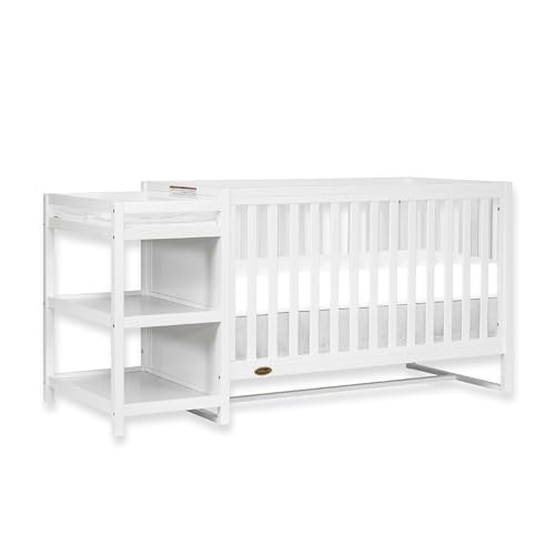 Image of Dream On Me Milo 5-in-1 Convertible Full-Size Baby Crib & Changer with Storage, White, GreenGuard Gold & JPMA, 3 Mattress Heights, 1″ Mattress Pad, Converts to Toddler, Day & Full-Size Bed