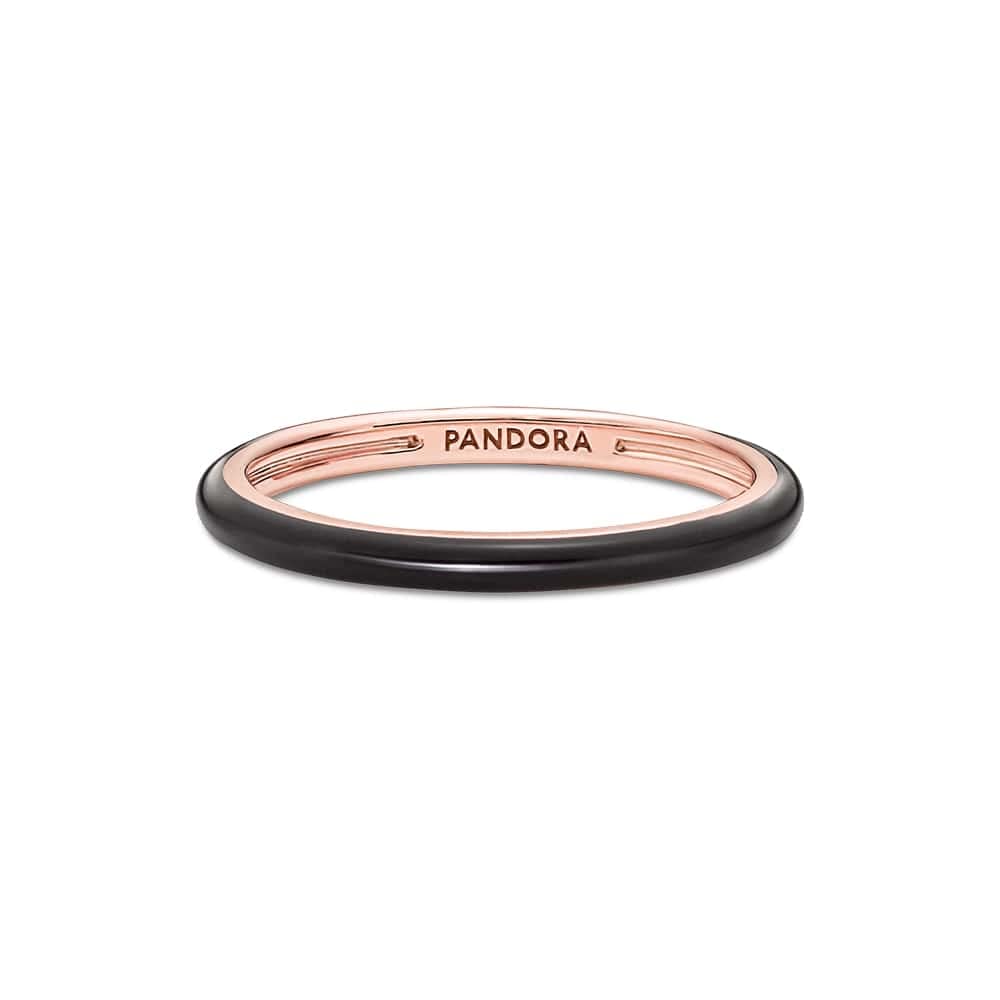 Pandora ME Ring, 14-karätig Roségold-vergoldet, mit schwarzer Emaille, 44