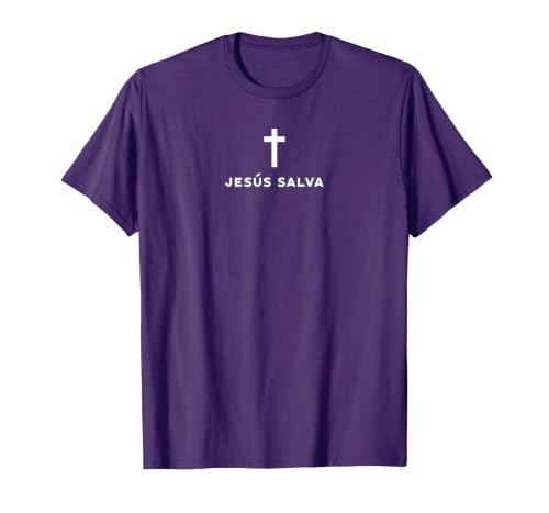 Jesus Saves Minimal Christian Spanish Language T-Shirt, Men, Purple, 3X-Large