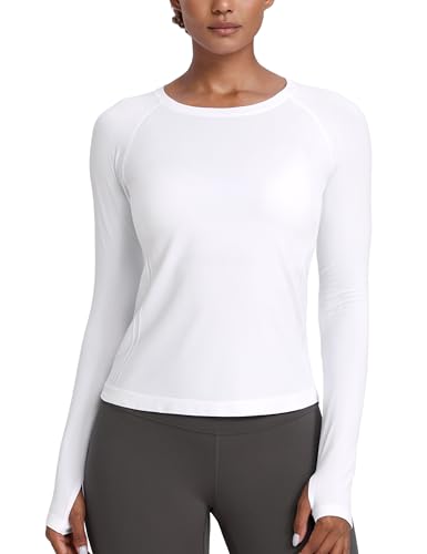 Image of CRZ YOGA Seamless Top Waist Length | Training, Chafe-Free, Slim Fit, Raglan Sleeves, Mesh Vents, Workout, Long Sleeve Shirts for Women