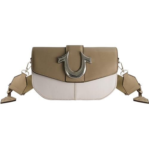 Image of True Religion Women's True Religion Saddle Bag, Women's Denim and Faux Leather Crossbody Purse With Adjustable Shoulder Strap