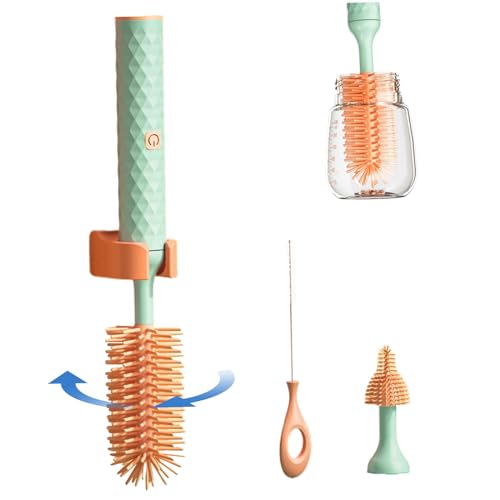 Brosse à biberon électrique rotative 360° en silicone étanche pour le nettoyage de bouteille