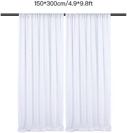 SMLJFO 5x10ft White Sheer Backdrop Curtain Voile Chiffon Fabric Drapery Wedding Arch Drapes Party Backdrop Curtain 2 Panels for Party Ceremony Stage Decoration