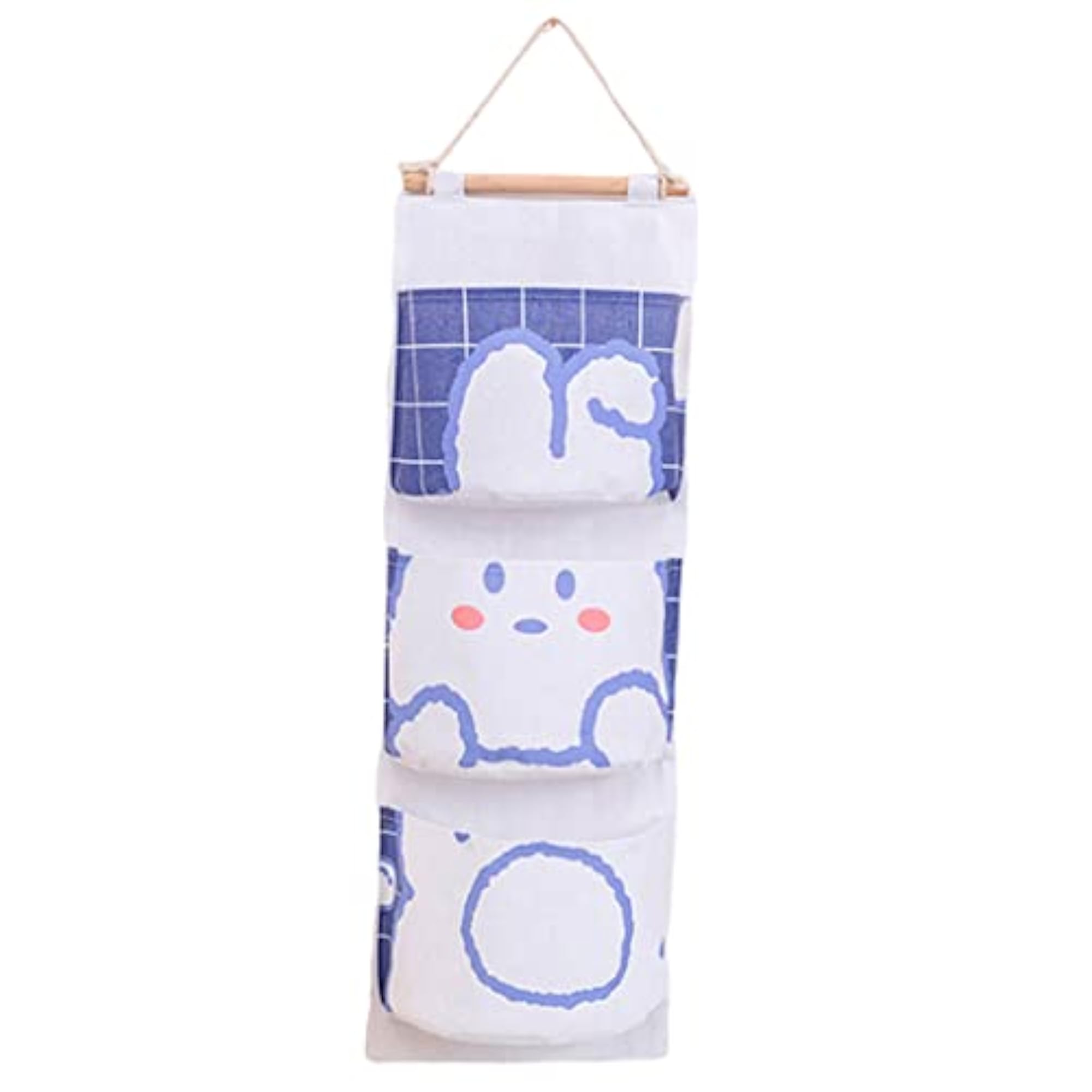 Wall Hanging Storage Bag 3 Pockets Organizer for Home Rabbit