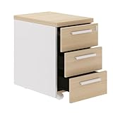  Meuble Caisson Mobile 3 tiroirs Collection Brabant Gautier Finition Chêne Naturel/Blanc