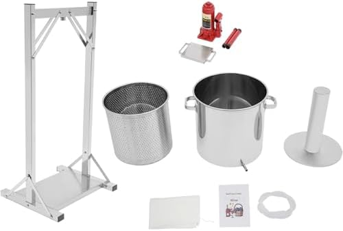 Stainless Steel Hydraulic Fruit Press, 304 Cider & Wine Maker, Manual Juicer for Apples, Grapes, Ideal for Home Brewing & Cider Making, Durable & Easy to Use