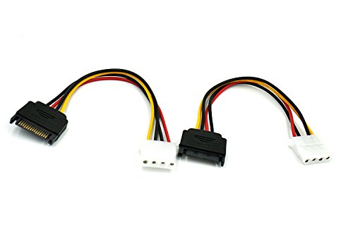 Liqun Sata Power Adapter Cable 2Pack Sata 15-Pin Male To 4-Pin Molex Female Power Adapter Cable For Ide Hard Drive 0.66Ft/0.20M #TOP4