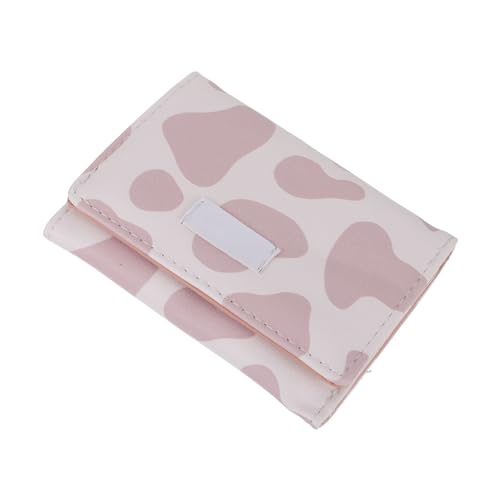 BESPORTBLE PU Mini Trifold Wallet for Women Cartoon Cow Print Change Purse with Multiple Card Slots Compact Cute Design for Travel Shopping Everyday Use