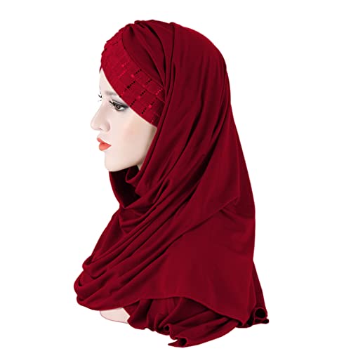Glitter Muslim Turban Hijab Cap Long Hejab One Piece Islamic Head Scarves Shawl Wrap for Women Girls3
