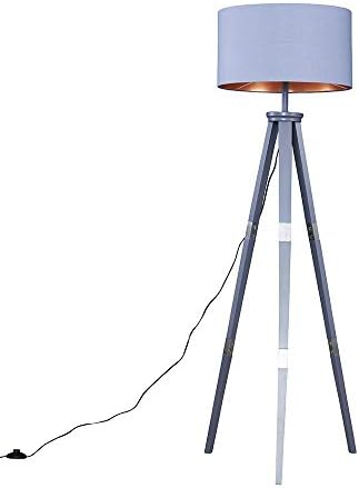 MiniSun Large Modern Grey Wood & Metal Tripod Design Floor Lamp Base