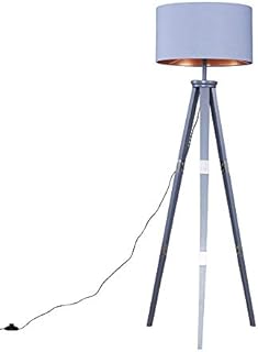 MiniSun Large Modern Grey Wood & Metal Tripod Design Floor Lamp Base