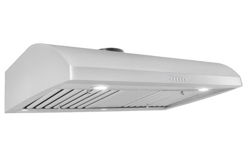 PROLINE 36-Inch Under Cabinet Hood Range Hood, Ducted, 900 CFM, Stainless Steel, LED Lights, ULTRA-QUIET Blower Motor, 4 Speed, 3-Year Warranty, Dishwasher-Safe Filters, PLJW 125.36, Kitchen Hood
