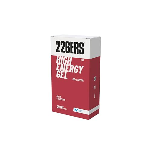 226ERS - High Energy Gel, Gel Energético para Deportistas, Ciclodextrina, Hidratos de Carbono, Cafeína y Aromas Naturales, Vegano, Sabor Cereza, 6 x 76 g