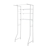 HEIAN SHINDO ランドリーラック 棚3段 ハンガーバー付き 横伸縮 縦型ドラム式両対応 ホワイト 幅60-93×奥行53×高182cm L-5 平安伸銅工業