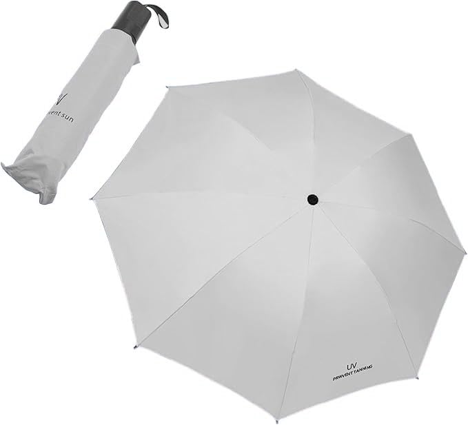 Yansanido Rainproof and Sunshade Manual Umbrella 8 Ribs 37.8 Inch x 25.6 Inch White Windproof Folding Umbrella for Outdoors (white)