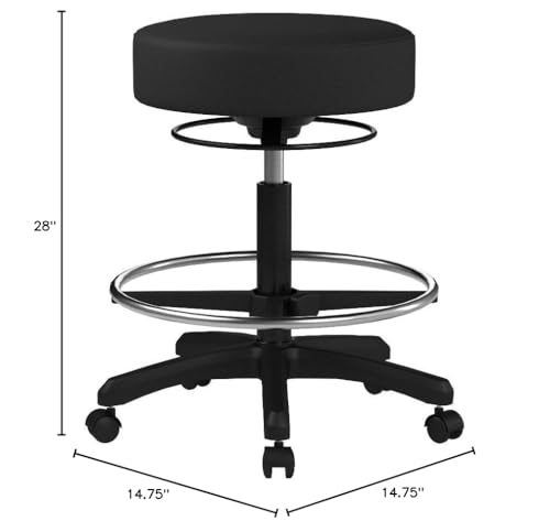 Image of Perch Life Height Adjustable Stool with Foot Ring | Medium Bench Height 20.5-28 inch | Black Vinyl