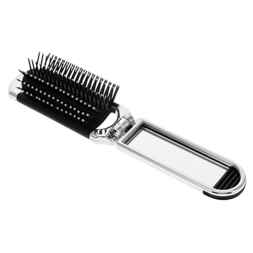 Lurrose 折りたたみ式エアバッグヘアブラシ 鏡付き コンパクト軽量 持ち運び便利 女性用トラベルコーム 厚さ 静電気防止 多様な髪質対応