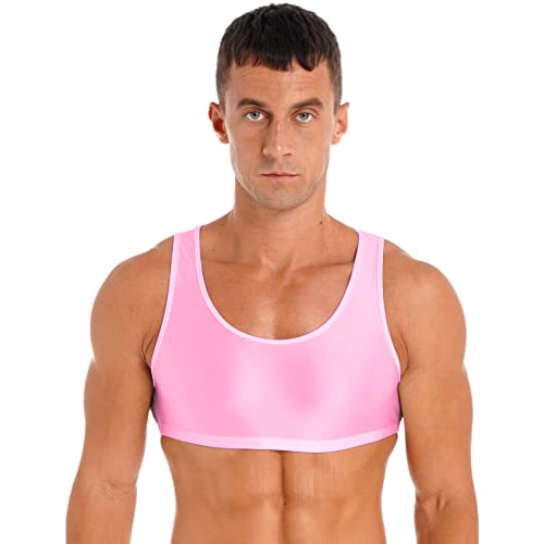 Men's Sleeveless Muscle Half T-Shirts Basic Bras Crop Tops Fitness Gym Sports Vest Tops