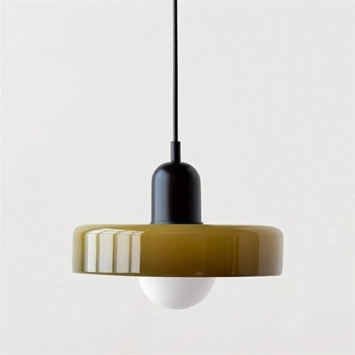 Image of Mid Century Vintage Glass Pendant Light with Retro Green Glass Lampshade – Nordic Modern Pendant Light Shade for Kitchen Island, Bedroom Shades & Café Ceiling Lampshades