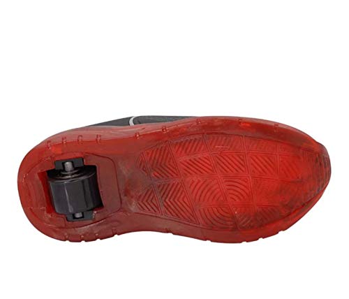 Tênis Rodinhas com Led infantil Masculino Mini pé Preto-Vermelho Cor:Preto-Vermelho;Tamanho:30